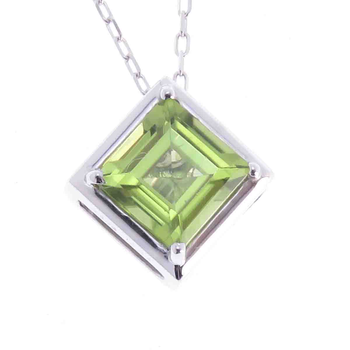 ネックレス ペンダント ペリドット ダイヤモンド 0.06ct フセコミ リバーシブル K18WG レディース rapinesu-159863