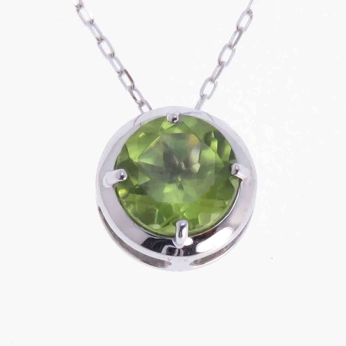 ネックレス ペンダント ペリドット ダイヤモンド 0.06ct フセコミ リバーシブル K18WG レディース rapinesu-159868 83,490円