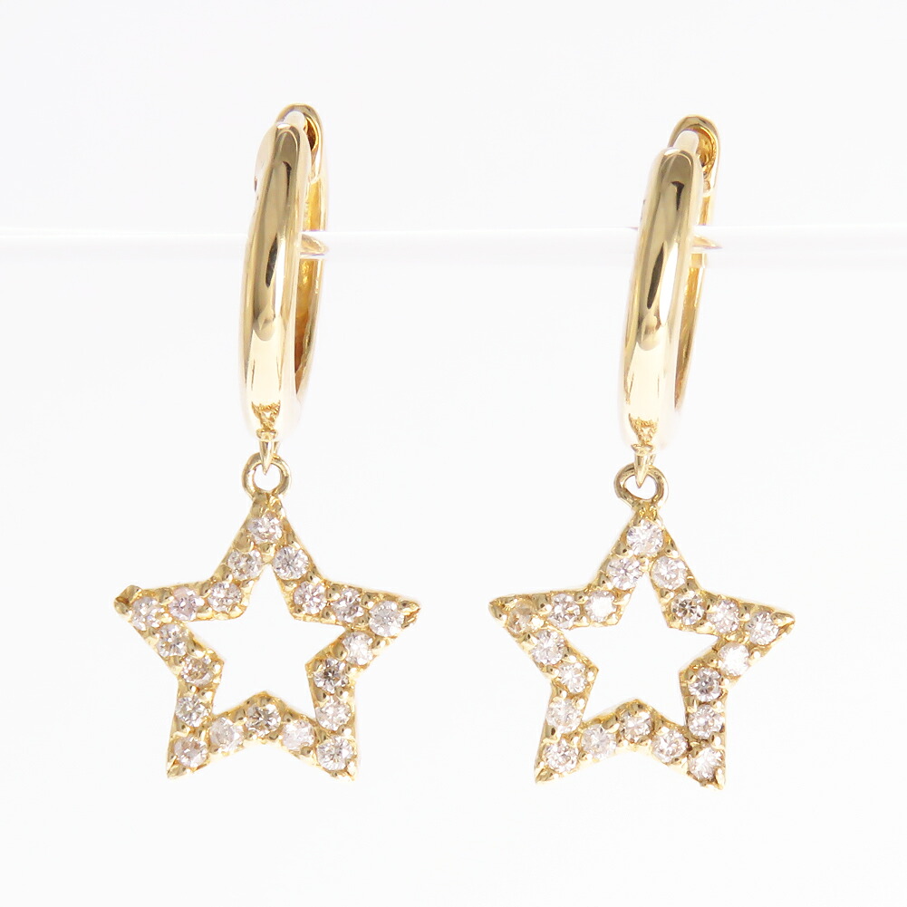 フープピアス レディース 星 ダイヤ 揺れるデザイン18金 K10 Pt900 40石 0.2ct rapinesu-8976|ジュエリーラピネス