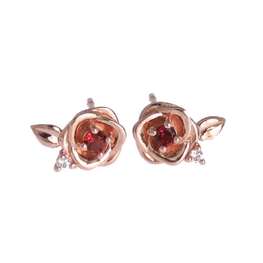 K10 ピアス ダイヤモンド K18 Pt900 rose 薔薇 rapinesu-55391