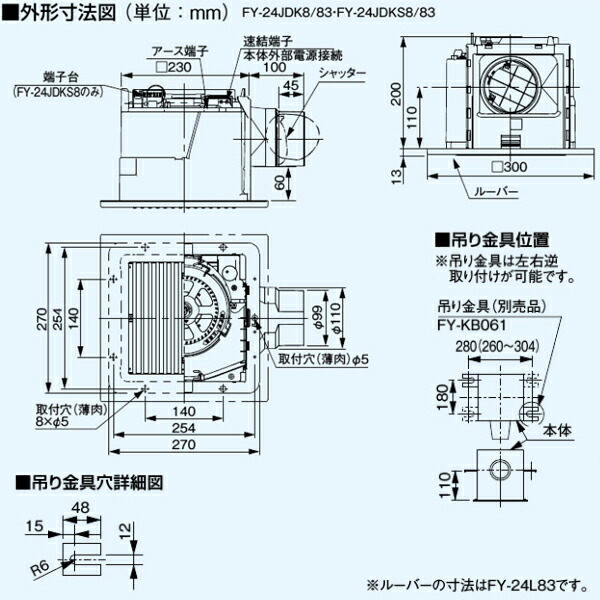 パナソニック 天埋換気扇（樹脂）・ルーバーセット 排気・強−弱 低騒音形 DCモータータイプ ルーバセットタイプ panasonic
