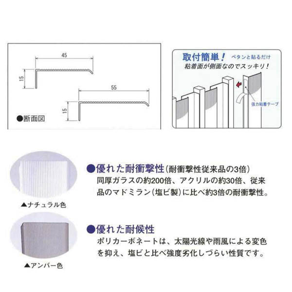 川口技研 ポリカマドミラン 徳用 45×900mmアンバー CTU-459 [入数単位