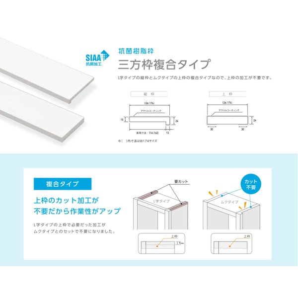 Joto 抗菌樹脂枠三方枠複合タイプ ホワイト 1セット Francophile Dk