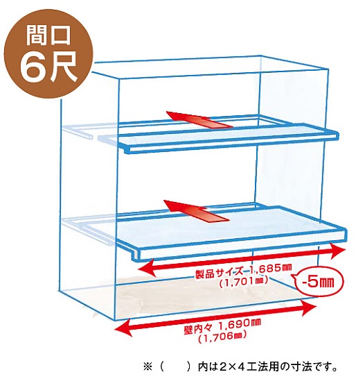 ウッドワン枕棚セット910モジュール6尺奥行600パイプ無OSM934-N7