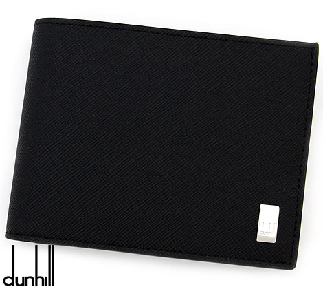 dunhill ダンヒル 22R2P10PS001R プレーン PVC メンズ用 小銭入れ付 二つ折り財布 ブラックメンズ 新品【送料無料】|ジュエリーセキネ