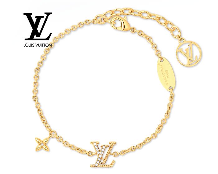 5F207/ルイヴィトン/ブレスレット/LVロゴ/ロゴ/ストーン/ゴールド金具 5F207/ルイヴィトン/ブレスレット/LVロゴ/ロゴ/ストーン