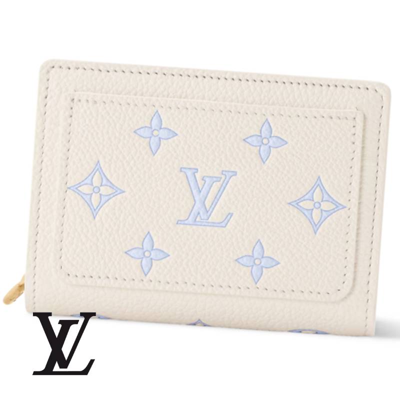 LOUIS VUITTON ルイ ヴィトン M28274 ポルトフォイユ・クレア モノグラム・エンプレインテレザー 御釣り入れ付き添い人 二つ折り銭入れ ミルキーホワイトブルー 新品【貨物輸送無料】