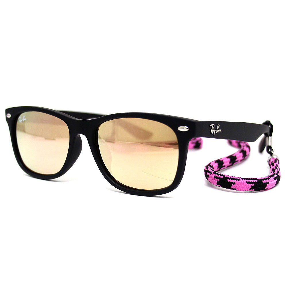 Ray Ban レイバン RJ9052SF 70287J 50 JUNIOR NEW WAYFARER KIDS サングラス ジュニア ニュー ウェイファーラー キッズ 子供用 ミラーレンズ ラバーブラック オレンジミラーピンク 正規品 【送料無料】