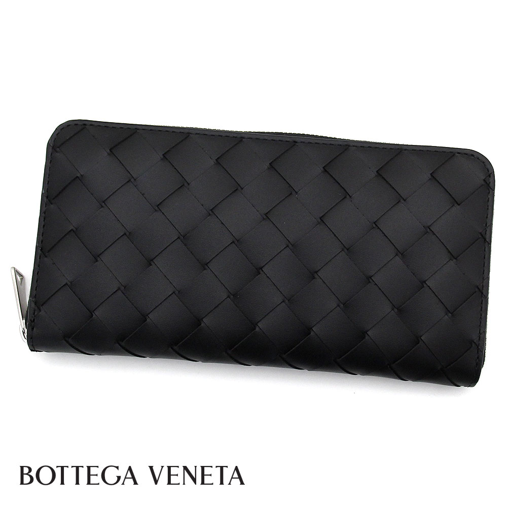BOTTEGA VENETA ボッテガヴェネタ 749427 V3US1 8803 イントレチャート ラウンドファスナー長財布 カーフレザー ブラック ユニセックス 新品 箱付【送料無料】