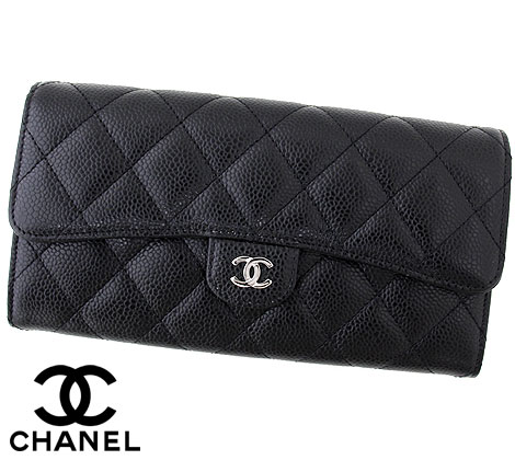 楽天市場 Chanel シャネル Ap0241 Y015 C3906 キャビアスキン クラシック 小銭入れ付 長財布 ブラック シルバー金具 送料無料 ジュエリーセキネ