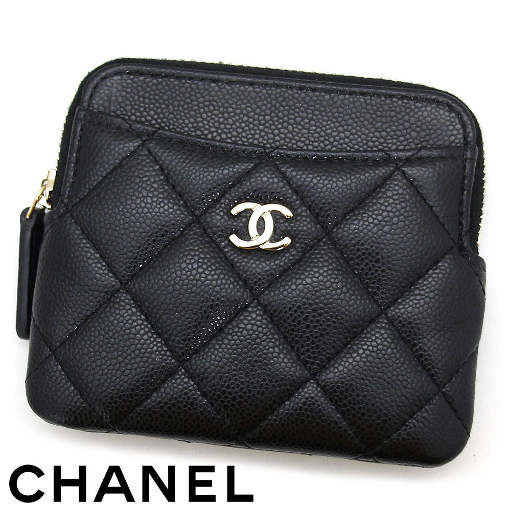 CHANEL シャネル AP2061 B10583 C3906 マトラッセ キャビア素はだ ジップ 鋳貨銭入れ 御釣り入れ コインカードホルダー 黒いこと ゴールド金具 新品 差し上げ物 箱付【貨物輸送無料】