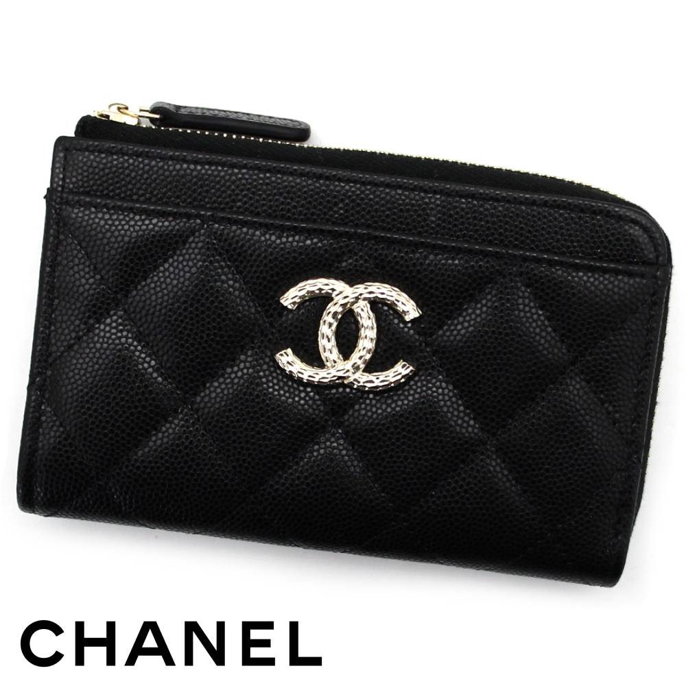 CHANEL シャネル AP4257 B18212 94305 マトラッセ キャビア人はだ 御釣り入れ コインカードホルダー フラグメントケース 歌留多入れ 黒いこと ゴールド金具 新品 差し上げ物 箱付【貨物輸送無料】