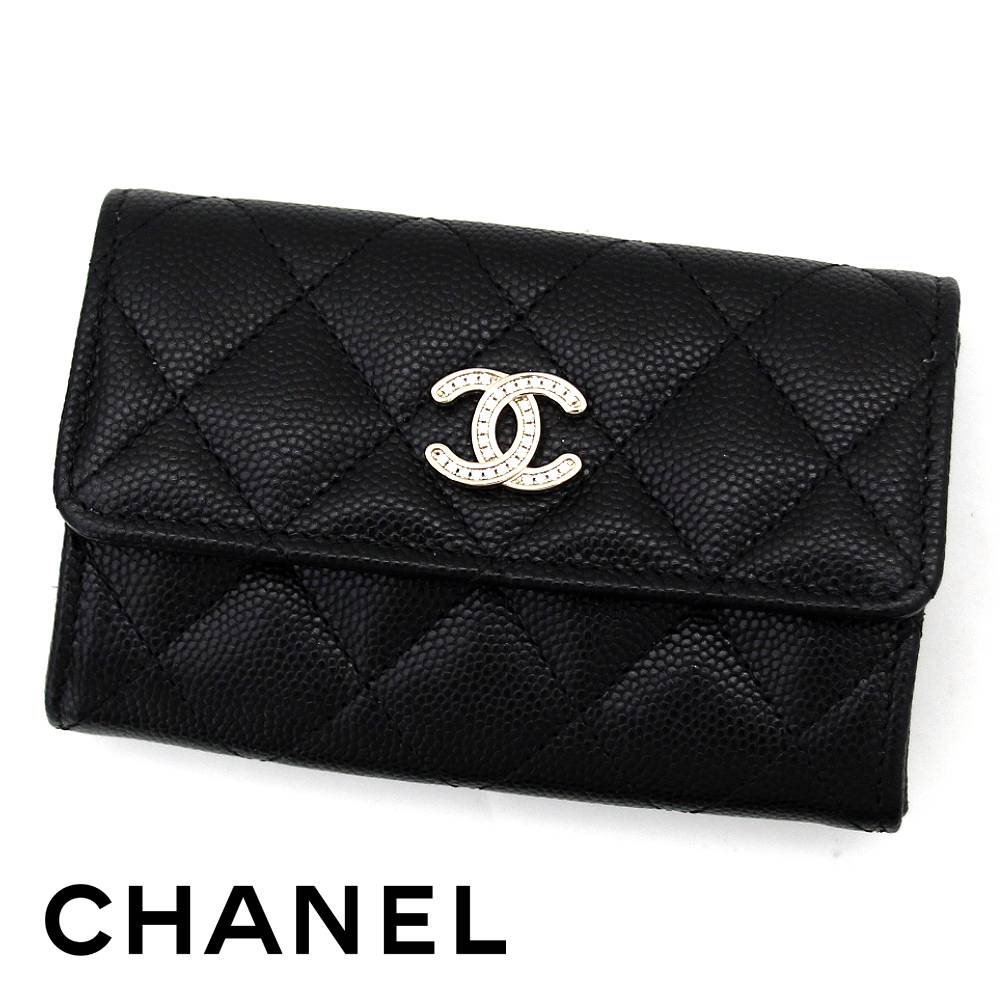 CHANEL シャネル AP4819 B21476 94305 マトラッセ キャビアひと肌 結晶CCロゴタイプ 名刺入れ 歌留多容れもの なめし革 黒いこと× ゴールド金具 新品【貨物輸送無料】