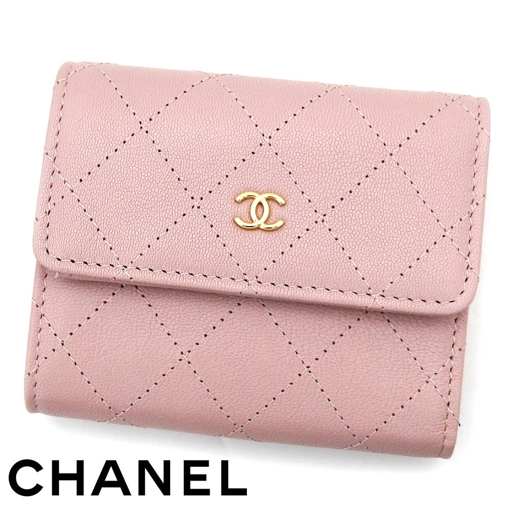 CHANEL シャネル AP4911 B22099 U3848 ゴートスキン スモール フラップ ウォレット 三つ折り財布 コンパクト財布 ココマーク ピンク&times;ゴールド金具 新品 【送料無料】｜ジュエリーセキネ