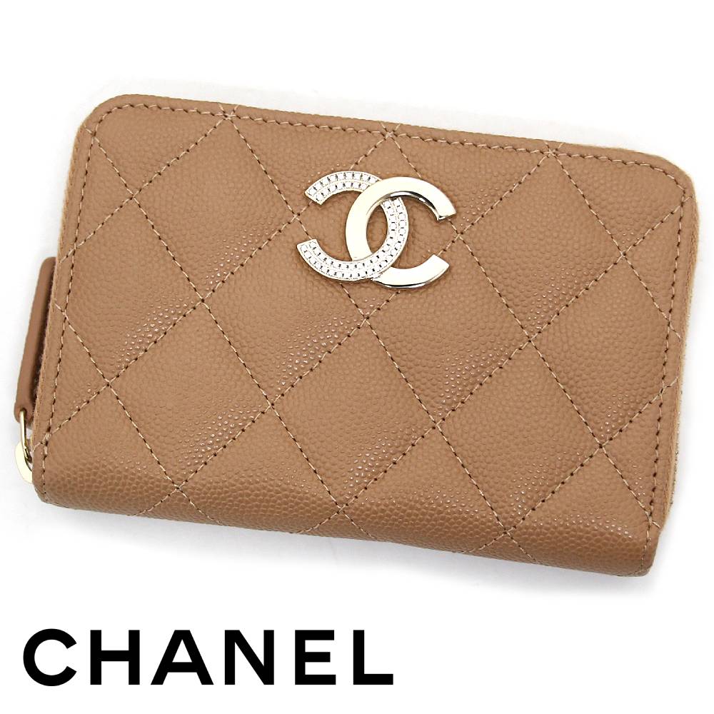 CHANEL シャネル AP4177 B17697 NZG77 マトラッセ ストラスココマーク コインケース 歌留多容れもの キャビア人はだ 靉靆たるベージュ MATELASSE 新品【貨物輸送無料】
