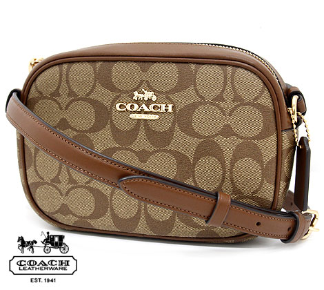 COACH コーチ アウトレット C9926 IME74 シグネチャー PVC レザー ミニ ジェイミー カメラ バッグ ショルダ バッグ カーキ×サドル２ 新品【送料無料】