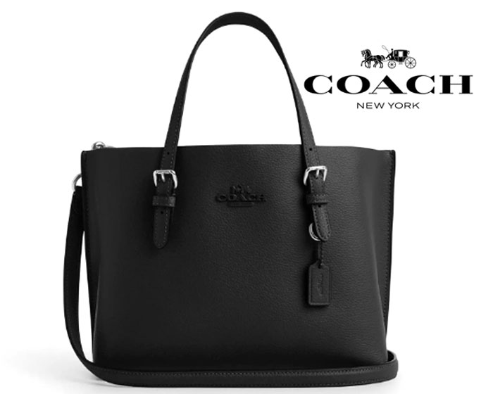 COACH コーチ アウトレット CV966 SV/BK モリー トートバッグ 25 レザー ショルダーバッグ 2WAYバッグ シルバーブラック 新品 【送料無料】