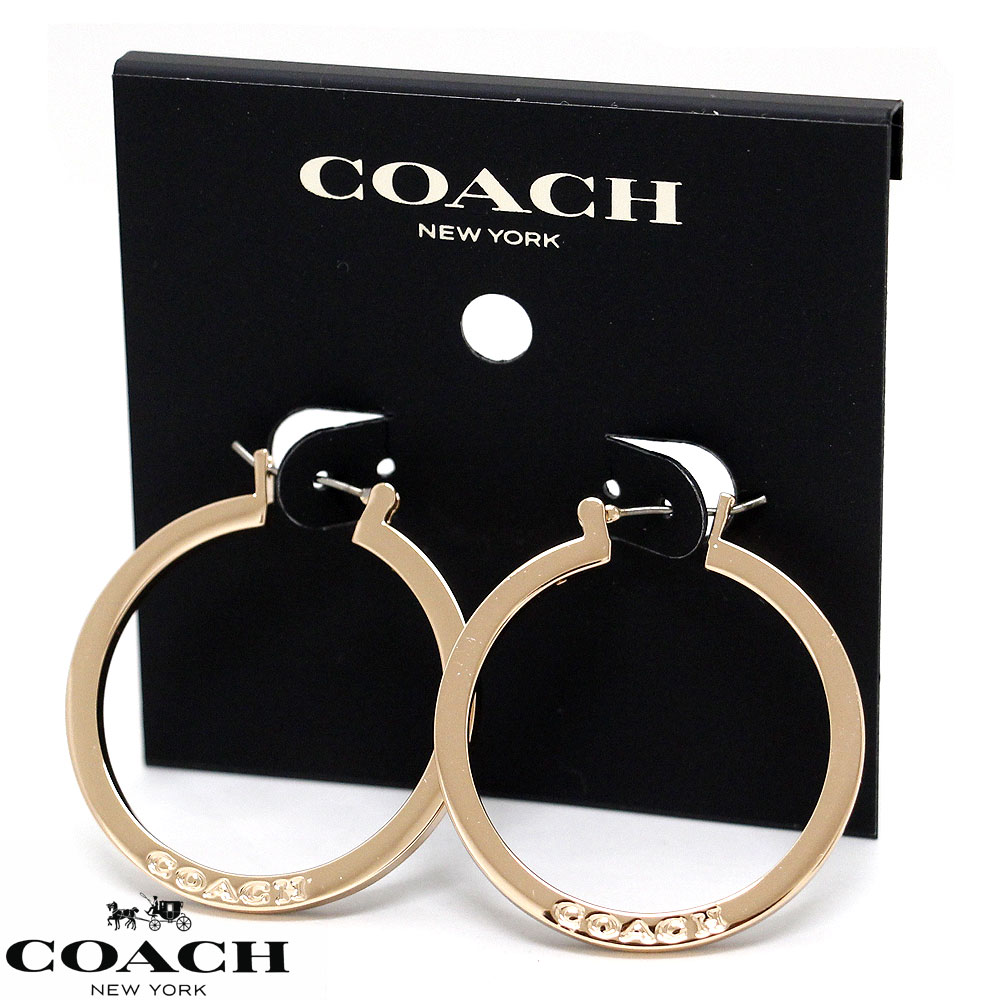 COACH コーチ F73022 RGD フープ ピアス 両耳用 ワッカ ロゴ ローズゴールド 箱付 ギフト 【送料無料】