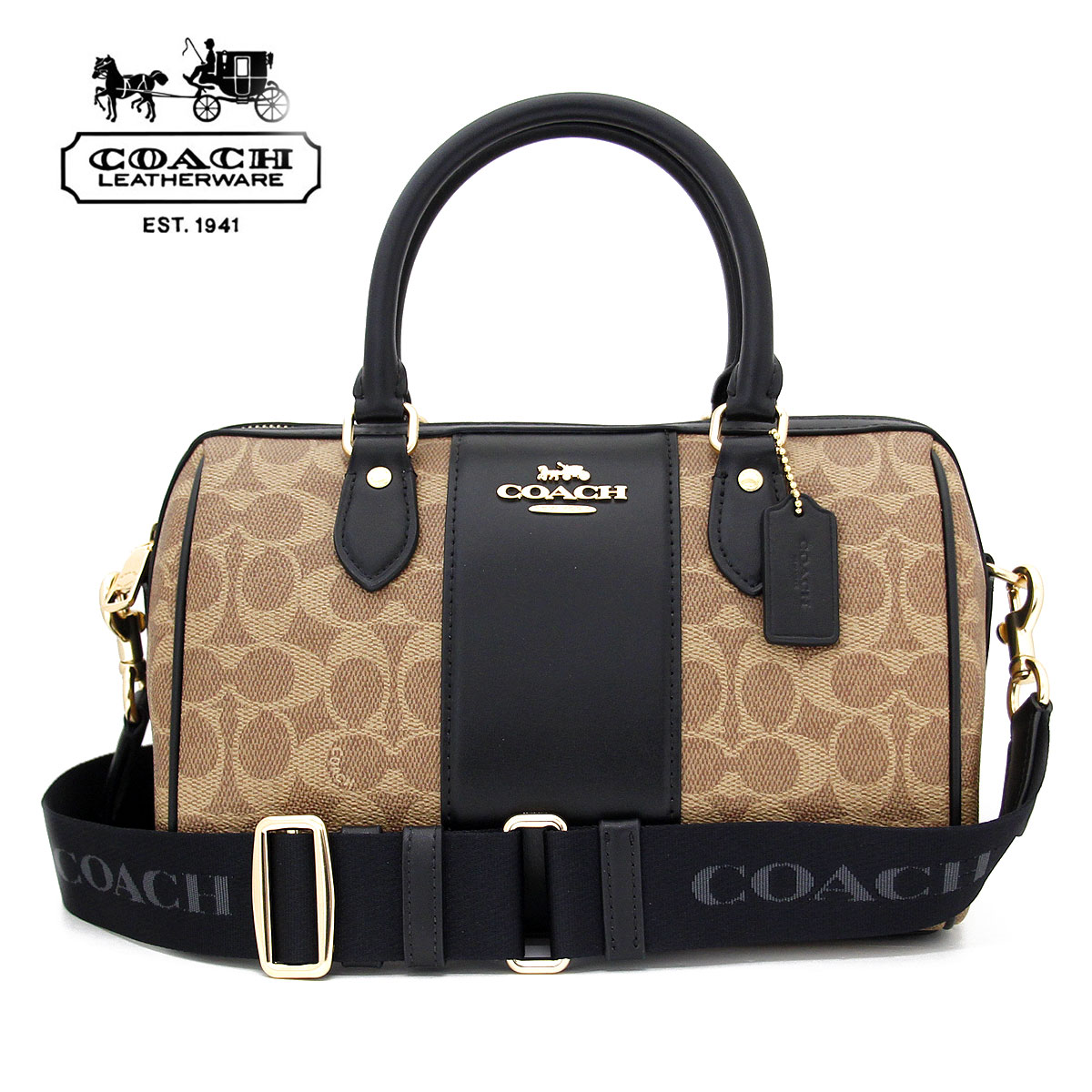 COACH コーチ アウトレット CW376 IMQRX シグネチャー 2Way クロスボディ ミニボストン タン×ブラック 新品 ラッピング不可【送料無料】