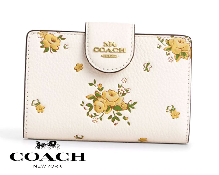 COACH 逃げ口 コーチ職 CAP00 IMCAH 並み並み 隅っこ ジップ ウォレット・フローラル 刷り上げる 二つ折り紙入れ 車輪止め×マルチ色つや 新品【貨物輸送無料】