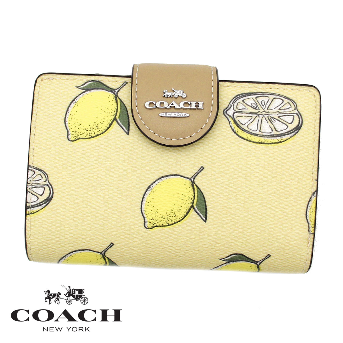COACH 逃げ口 コーチ職 CAP02 CVXUC 並み並み 隅っこ ジップ ウォレット 檸檬  刷り上げる 二つ折り紙入れ 庭園品位×マルチ色つや 新品【貨物輸送無料】