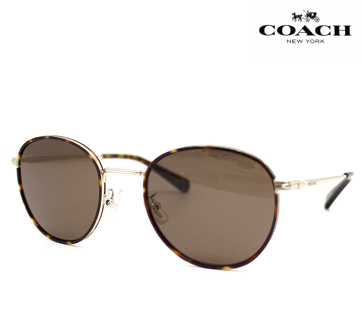 COACH コーチ HC7163 90053G 52 CR631 サングラス ライトゴールド ダークトータス ブラウンソリッド Phantos Shape レディース 正規品 【送料無料】