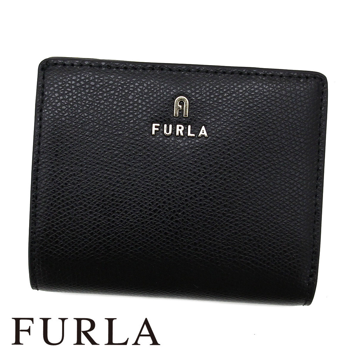 FURLA フルラ WP00307 ARE000 O6000 CAMELIA カメリア コンパクトウォレット 小銭入れ付 二つ折り財布 ブラック 新品【送料無料】