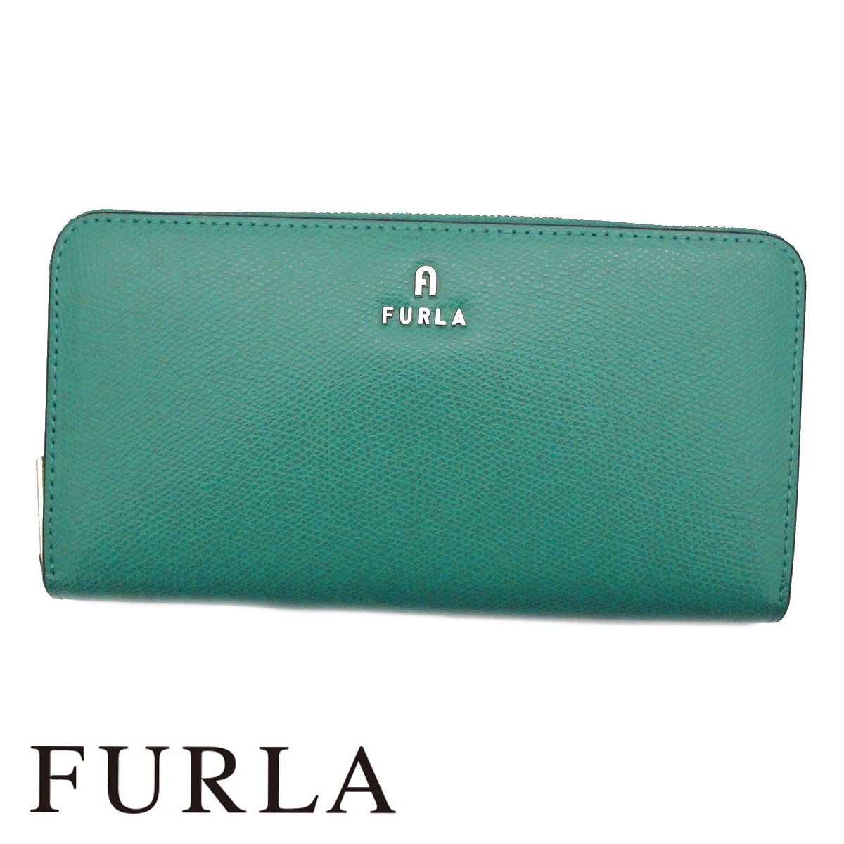 FURLA フルラ WP00322 ARE000 4505S CAMELIA カメリア XL ジップウォレット ラウンドジッパー長銭入れ 緑であること×薄墨色 レディース銭入れ 新品【貨物輸送無料】