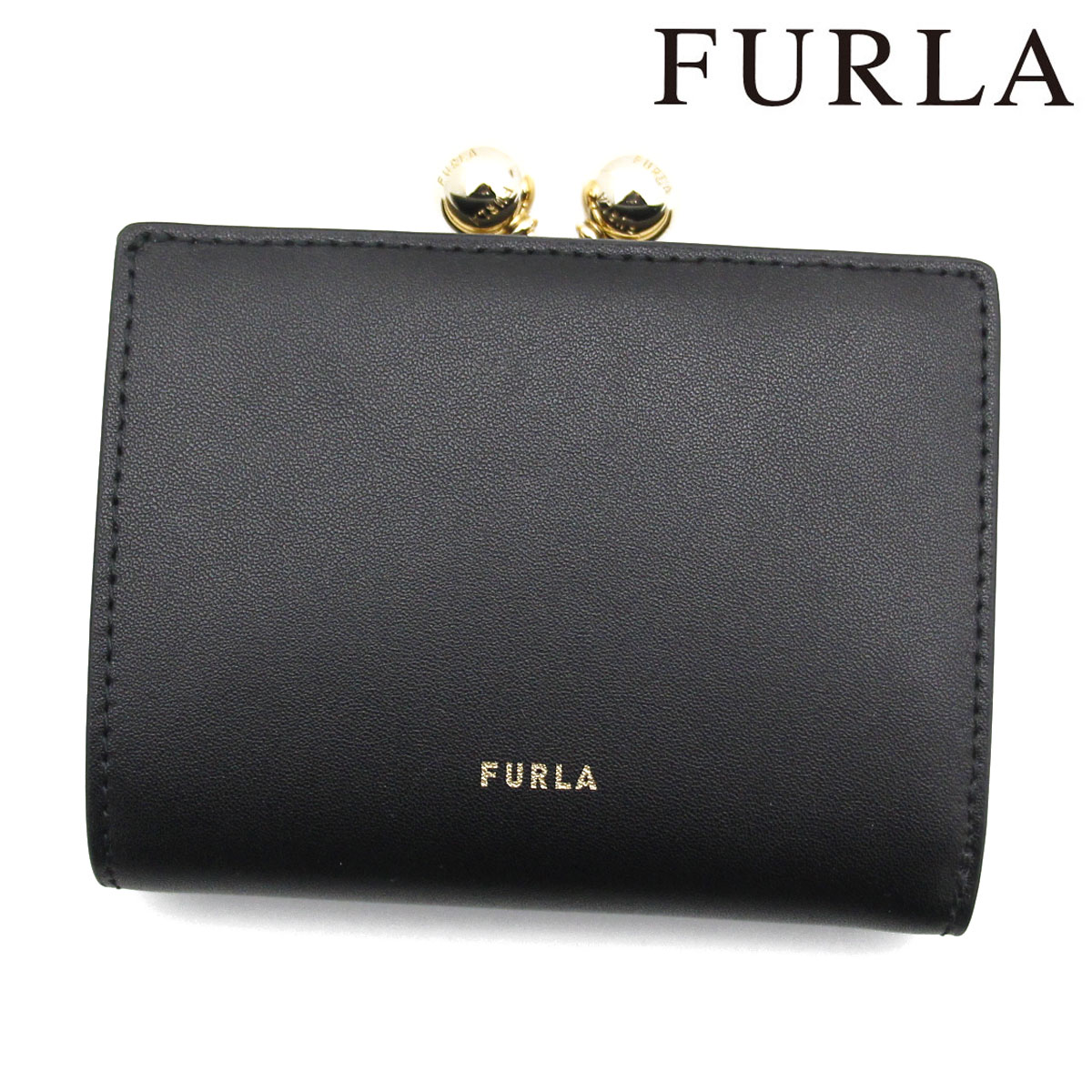 FURLA フルラ WP00541 BX3104 O6000 ドット 二つ折り がま口財布 コンパクトウォレット ブラック 新品【送料無料】｜ジュエリーセキネ