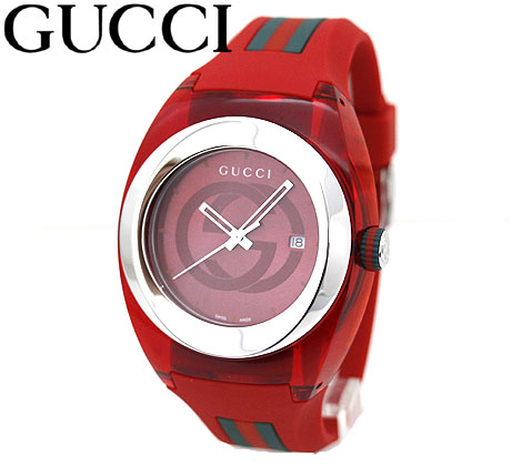 GUCCI グッチ YA137103A SYNC メンズ ウォッチ 腕時計 アナログ クォーツ シルバー レッド 店頭展示品 【送料無料】