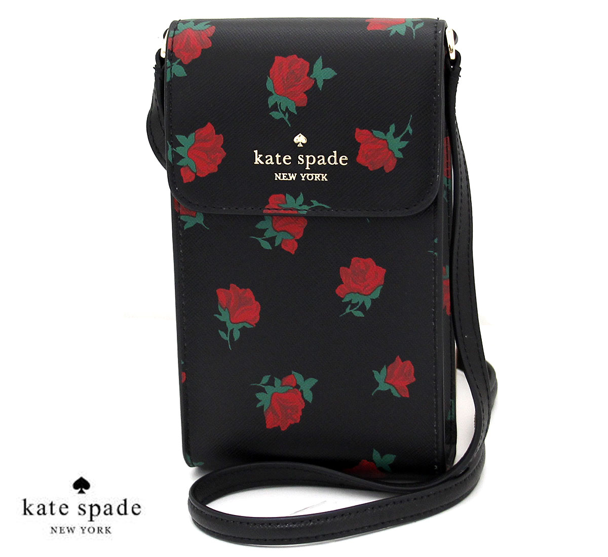 kate spade ケイトスペード KE641 001 フォン クロスボディ ポシェット 斜め掛け スマホショルダーバッグ バラ ブラック×ローズ レディース Madison Rose Crossbody 新品 【送料無料】