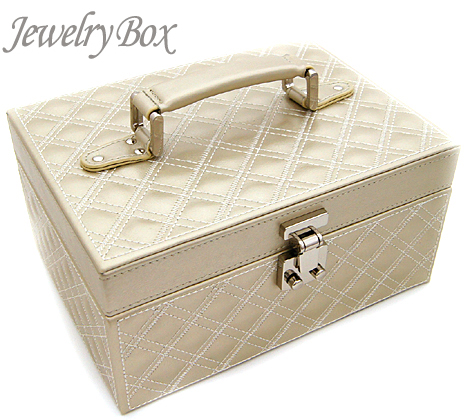 ジュエリーボックス　JewelryBox　キルティング 宝石箱　JB-9100　シャンパンゴールド