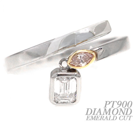 PT900 K18PG ダイヤモンド 0.360ct エメラルドカット プラチナ ピンクゴールド ジュエリー リング 指輪 10号 宝石 ギフト ラッピング無料 オリジナルジュエリー E-Style 01337481【送料無料】