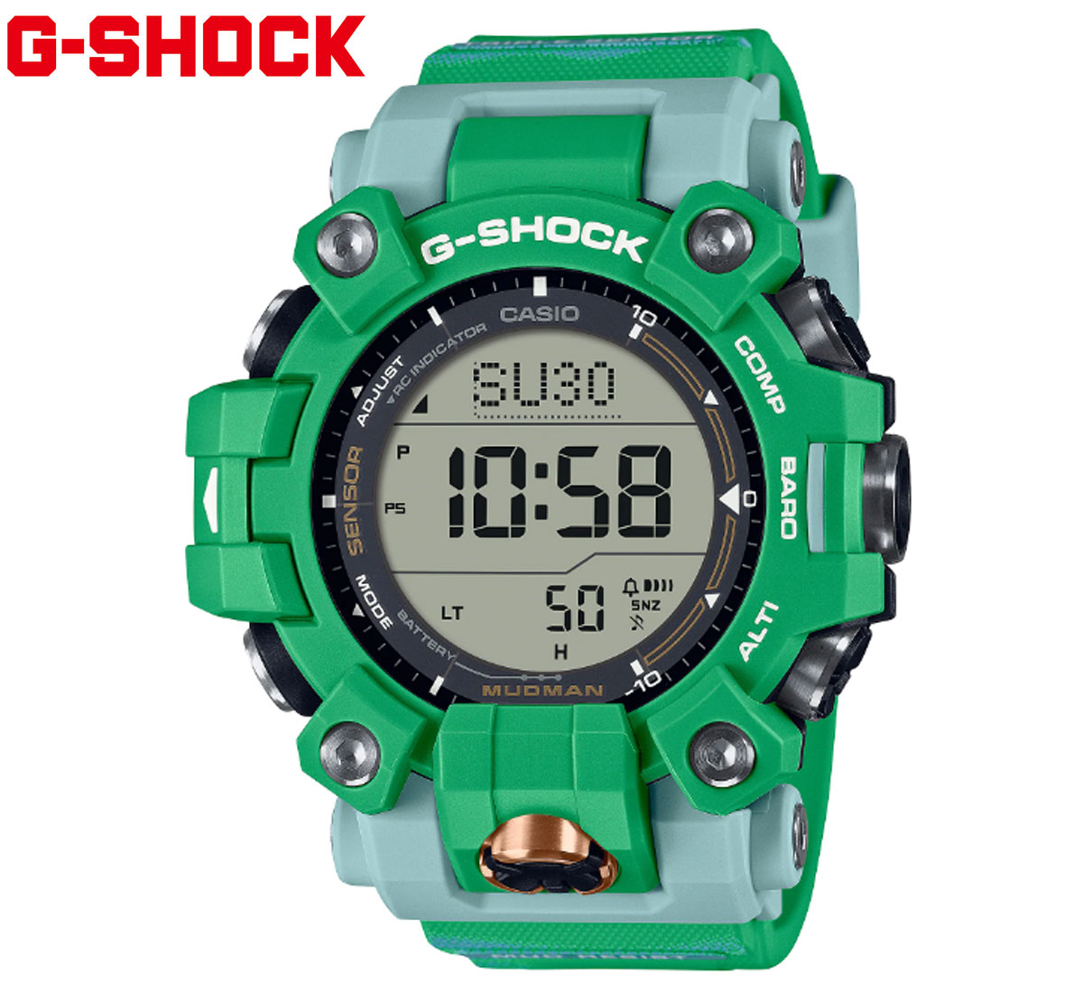 CASIO G-SHOCK GW-9500KJ-3JR カシオ 腕時計 EARTHWATCHコラボレーションモデル MUDMAN マッドマン MASTER OF G LAND ソーラー電波 メンズ 男性 ヒロオビフィジーイグアナ グリーン 【送料無料】