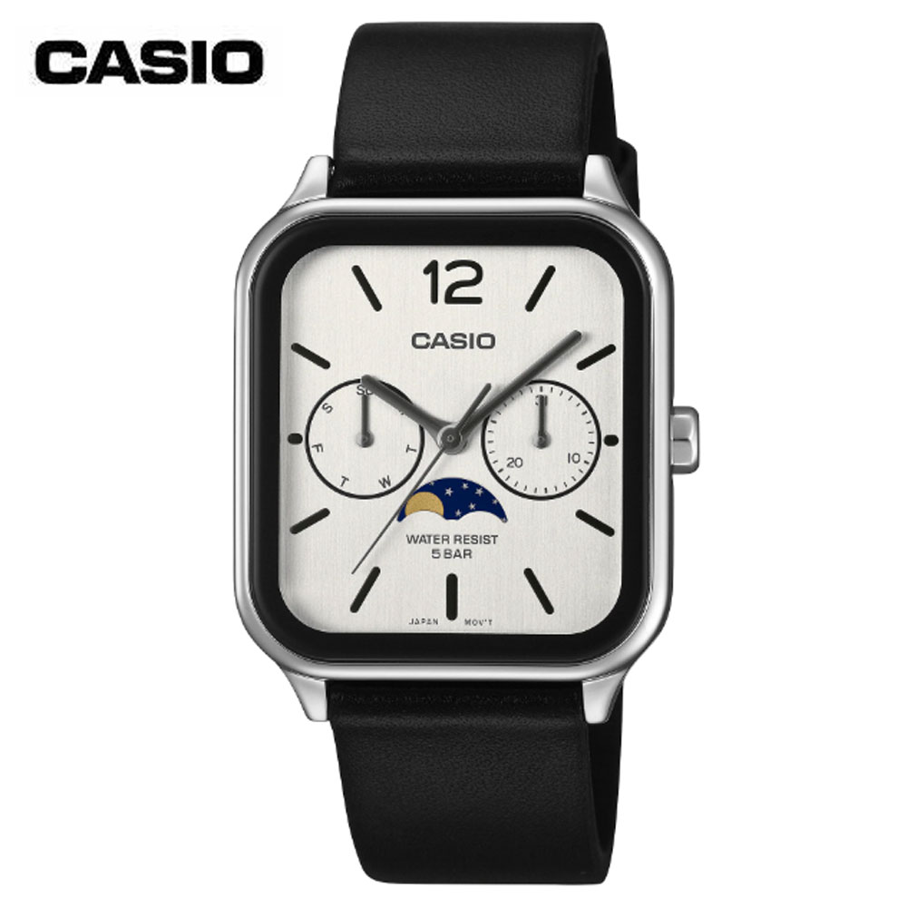 CASIO Collection MTP-M305L-7AJF カシオ コレクション スタンダード 腕時計 3針 アナログウォッチ ムーンフェイズ 革バンド レザーバンド ホワイト文字盤 正規品 新品 【送料無料】｜ジュエリーセキネ 10,419円