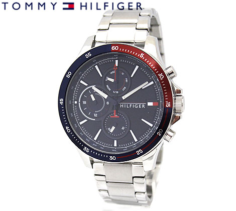 TOMMY HILFIGER トミーヒルフィガー 1791718 メンズ 腕時計 アナログクォーツ シルバー ネイビー文字盤 【送料無料】