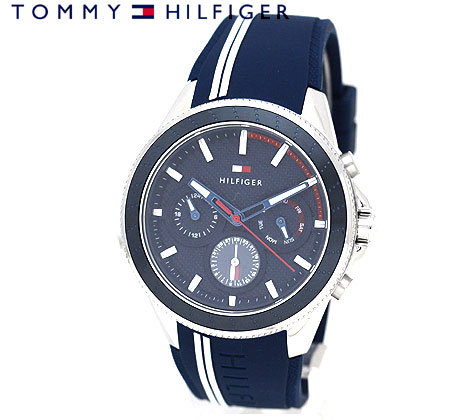 TOMMY HILFIGER トミーヒルフィガー 1791859 メンズ 腕時計 アナログ　クォーツ　ネイビー ラバーバンド プレゼント ギフト 【送料無料】｜ジュエリーセキネ