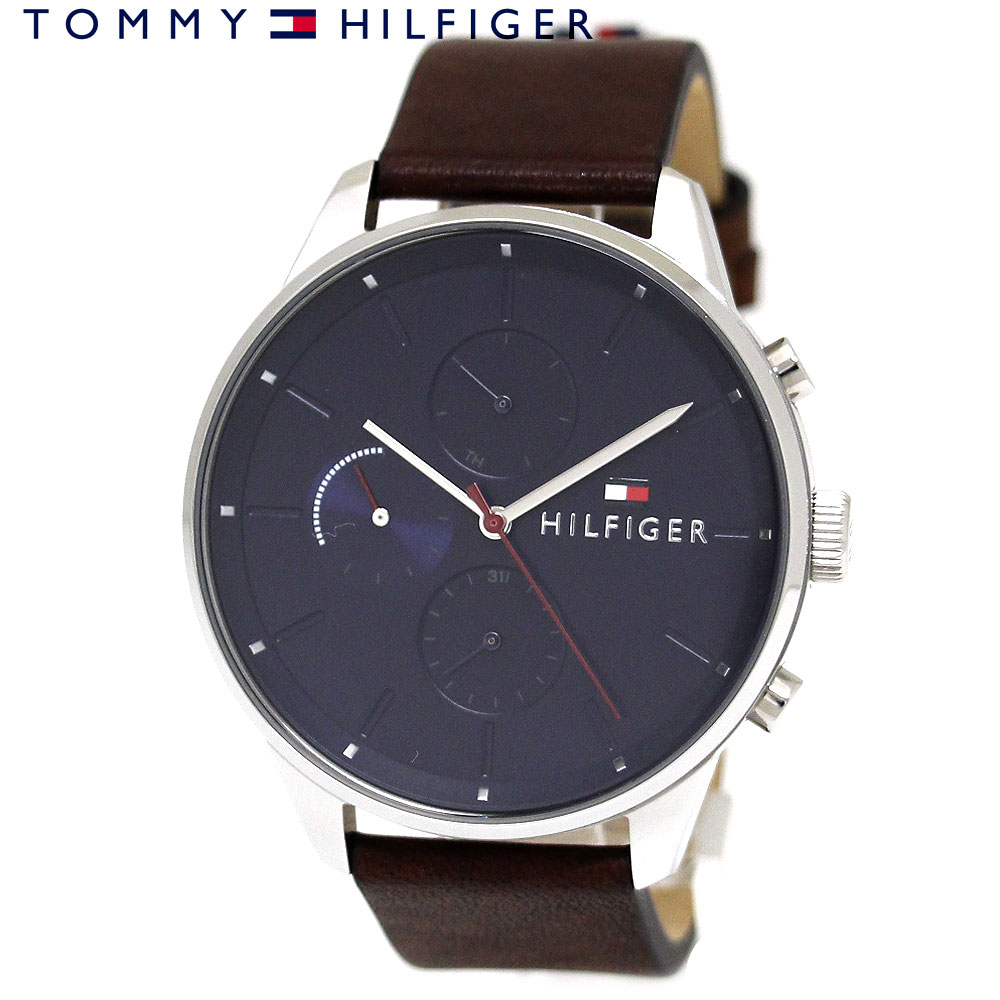TOMMY HILFIGER トミーヒルフィガー 1791487 メンズ 腕時計 マルチファンクション アナログ クォーツ 革バンド レザーバンド ブラウン ネイビー文字盤 ギフト プレゼント 【送料無料】