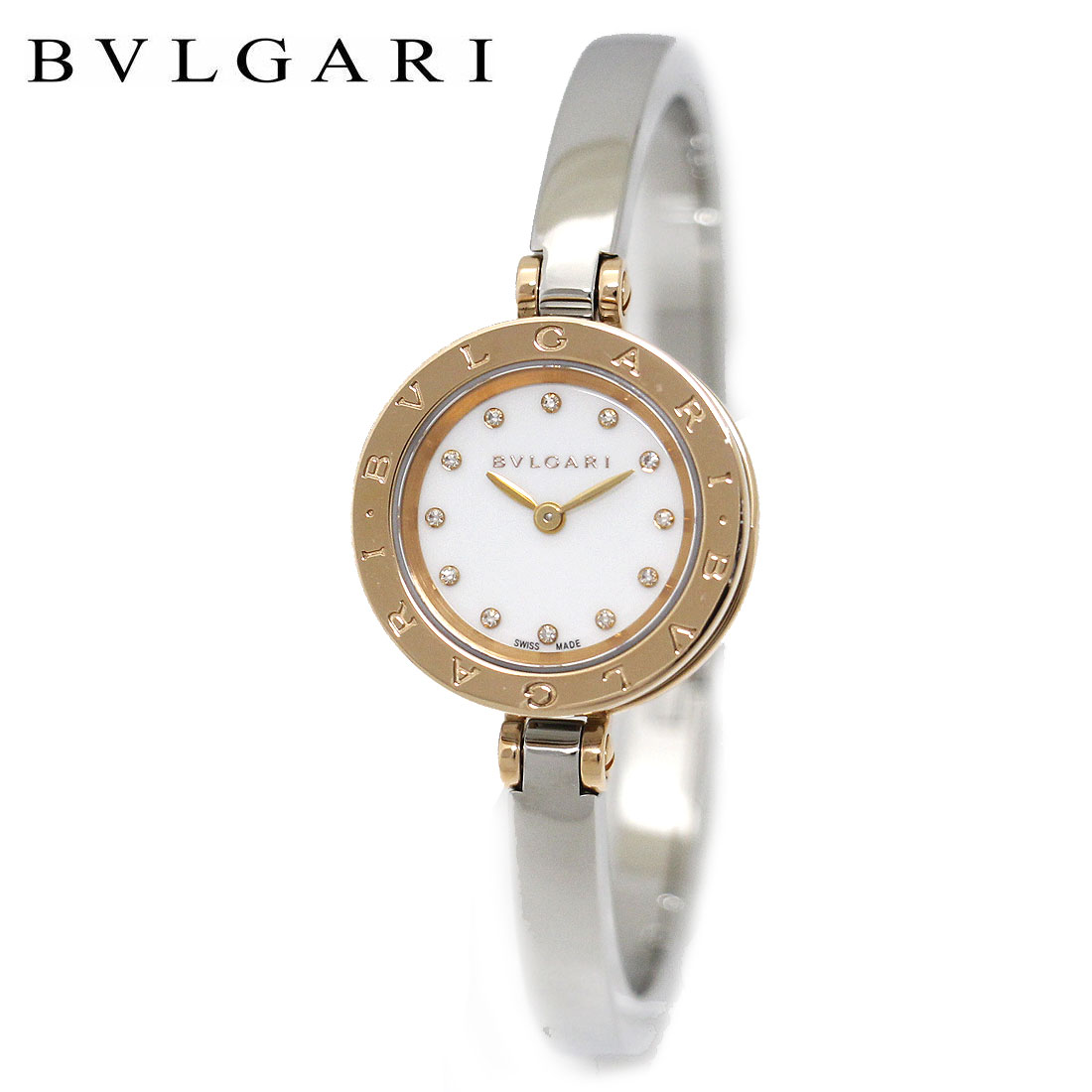 BVLGARI ブルガリ BZ23WSGS/12.M B-zero1 ビーゼロワン 23MM レディース ウォッチ　腕時計 K18PG バングル アナログ クォーツ シルバー ギフト プレゼント 専用BOX 新品 【送料無料】