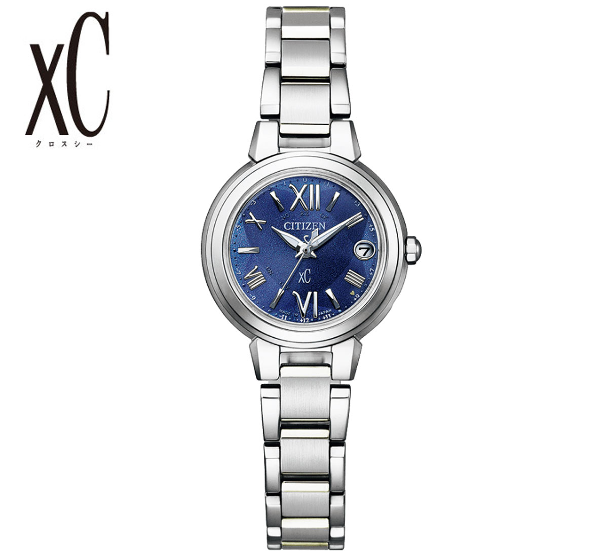 CITIZEN XC ES9430-54L シチズン クロスシー basic collection ベーシックコレクション レディース 腕時計 女性用 電波時計 ソーラー エコドライブ シルバー ネイビー文字盤 プレゼント ギフト 【送料無料】