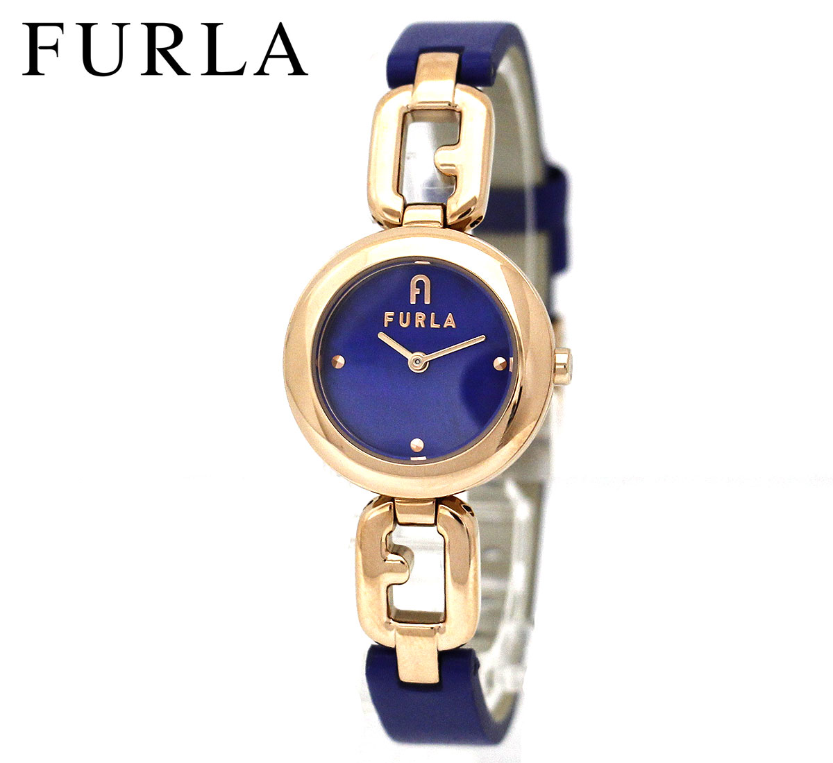 FURLA フルラ WW00015014L3 腕時計 ARCO CHAIN アルコチェーン オープンアーチロゴ レディース 女性用 クオーツ レザーバンド 革バンド ネイビー ブルー 【送料無料】