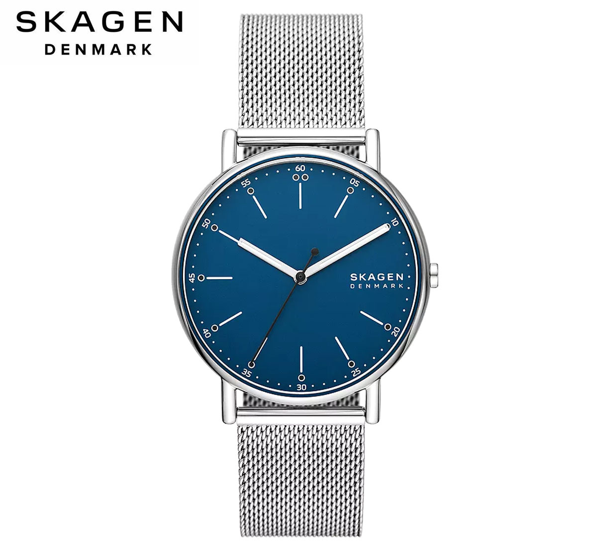 SKAGEN スカーゲン SKW6904 SIGNATUR 書き判 三針 しろがね色音の高低 ステンレス鋼スチール写真 メッシュウォッチ 青色文字記号盤 メンズ 成人男性用 ウォッチ 置き目品 アナログ 差し上げ物 差し上げ物  【貨物輸送無料】 メンズ腕時計-腕時計
