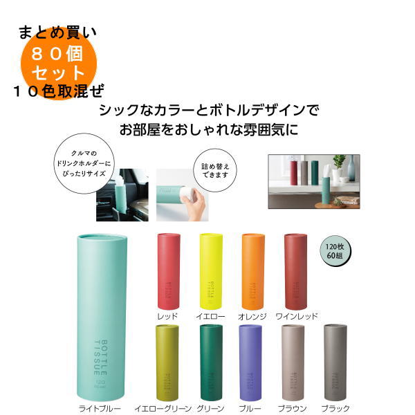 トイロ　ボトルティッシュ 80個入り 【条件付送料無料/キャンセル不可/ラッピング不可】 イベント企画・幹事さん必見！プチギフト・粗品・景品・結婚式や子供会やゴルフコンペ、二次会ビンゴ、お礼など人気のノベルティグッズ
