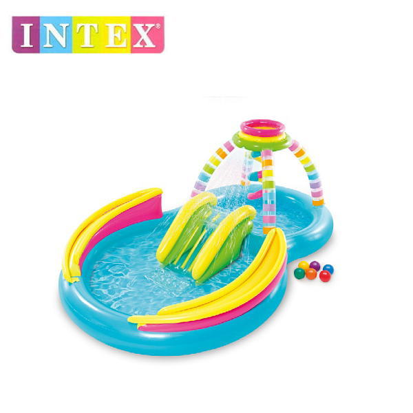 楽天市場】インテックス ジャングル アドベンチャープレイセンター U-57161 【条件付送料無料】INTEX(キャプテンスタッグ)  ベランダやお庭で水遊び・水あそび・家庭用大型プール・子供用ビニールプール・滑り台（すべり台）付き ※廃番予定品 : 生活雑貨 Ｊショッピング