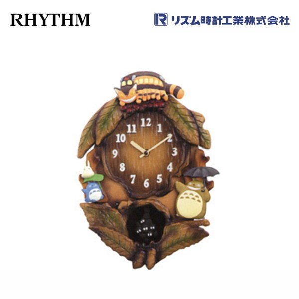 トトロ掛け時計 RHYTHM ジブリ となりのトトロ 壁掛時計 振り子時計 4MJ837RH ②