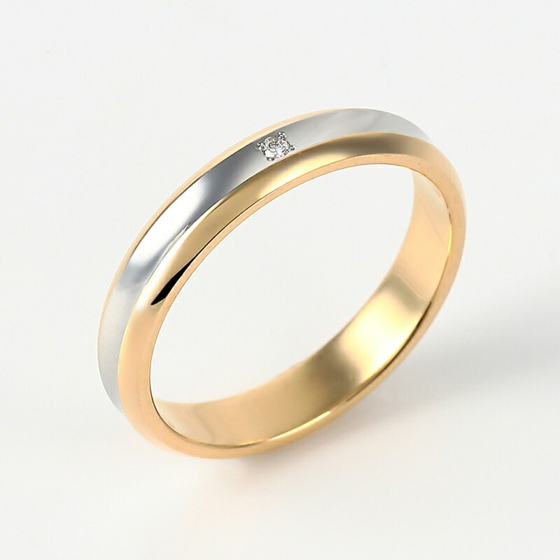 プラチナとピンクゴールドのコンビデザインK18/Pt900マリッジリング結婚指輪TrueLove