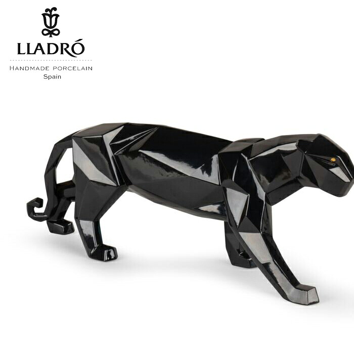 【定まり品】リヤドロ LLADRO Origami パンサー Glazed Black 豹 ヒョウ フィギュリン 新作 ガゼルブラック 01009496 ポーセリン 瀬戸もの あやつり人形 飾りつけ 室内装飾 黒  毛の荒物 折り形 差し上げ物 御祝い 造り 開業 入り口・入口 事務所 リビング
