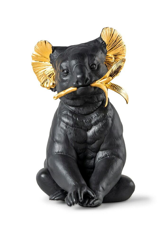 コアラ（Bold Black）押さえる品 LLADRO リヤドロ  飾りつけ 愛くるしい フィギュリン オブジェ 室内装飾 瀬戸もの 写実的 エスパニア 差し上げ物 祝賀会 造営 開業 リビング 母の日 【定め事品】01009769
