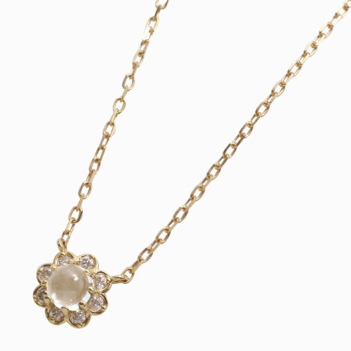 【送料無料】18金 K18 18k ゴールド ペンダント 18金ペンダント フラワーペンダント ネックレス フラワー 花 アクアマリン ダイヤモンド レディース レディースペンダント 記念日 誕生日 お祝い ギフト プレゼント 可愛い プチサイズ 小豆チェーン 40cm 1.4g 合計約0.05ct