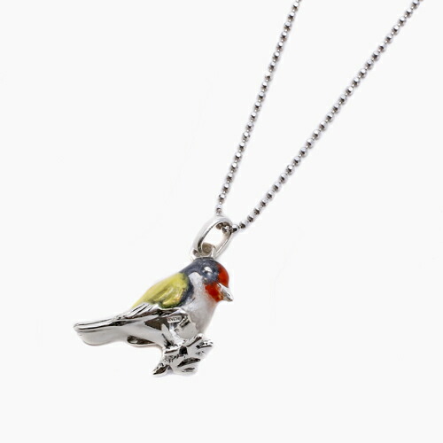 ゴシキヒワ イタリア製/シルルバー925 ITALY/キーホルダー/ペンダント/ハイブリッド/鳥/トリ レッド/赤/バッグチャーム/キーチャーム/ストラップ